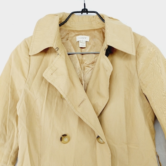 J. Crew Tan Button Up Pocket Long Notched Collar Trench Coat Jacket P2683 - Picture 3 of 8